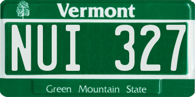 VT license plate NUI327