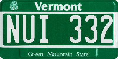 VT license plate NUI332