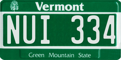 VT license plate NUI334