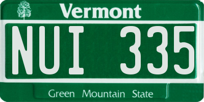VT license plate NUI335