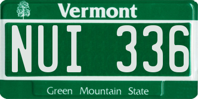 VT license plate NUI336