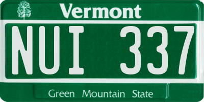 VT license plate NUI337