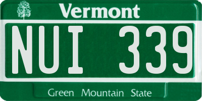 VT license plate NUI339