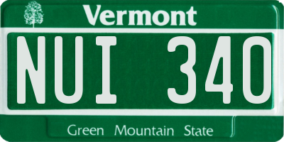 VT license plate NUI340