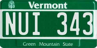 VT license plate NUI343