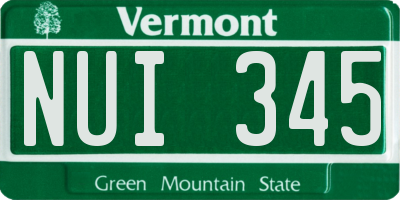 VT license plate NUI345