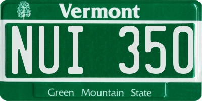 VT license plate NUI350