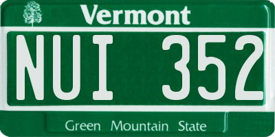 VT license plate NUI352