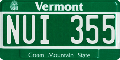 VT license plate NUI355