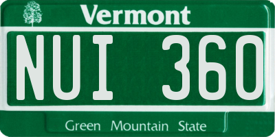 VT license plate NUI360