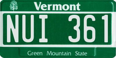 VT license plate NUI361