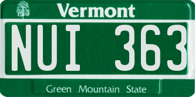 VT license plate NUI363
