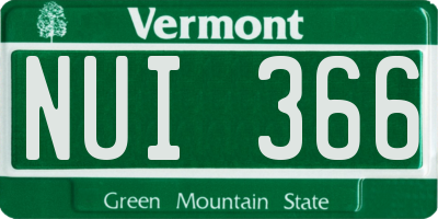VT license plate NUI366