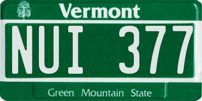 VT license plate NUI377