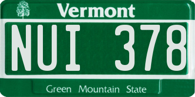 VT license plate NUI378