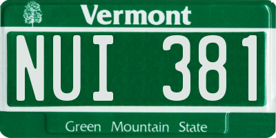 VT license plate NUI381
