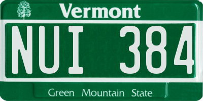VT license plate NUI384
