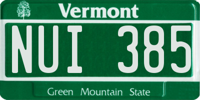 VT license plate NUI385
