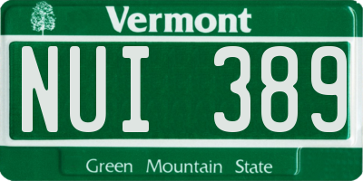 VT license plate NUI389