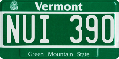 VT license plate NUI390
