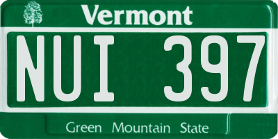 VT license plate NUI397