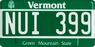VT license plate NUI399