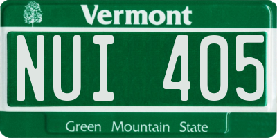 VT license plate NUI405