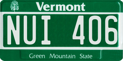 VT license plate NUI406