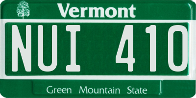 VT license plate NUI410