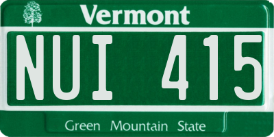 VT license plate NUI415