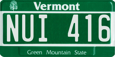 VT license plate NUI416