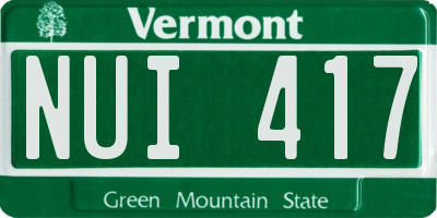 VT license plate NUI417