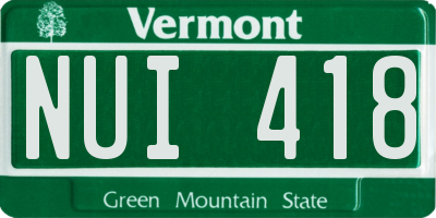VT license plate NUI418