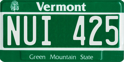 VT license plate NUI425