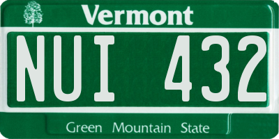 VT license plate NUI432