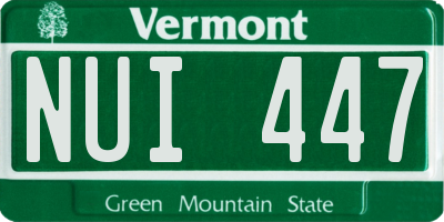 VT license plate NUI447