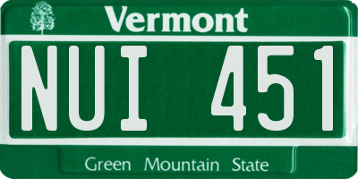VT license plate NUI451