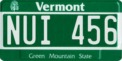 VT license plate NUI456
