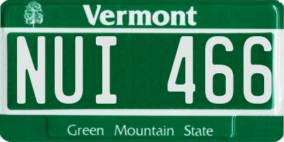 VT license plate NUI466