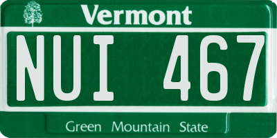 VT license plate NUI467