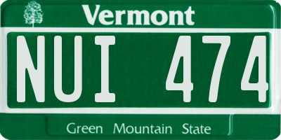 VT license plate NUI474
