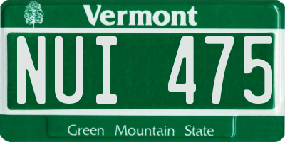 VT license plate NUI475