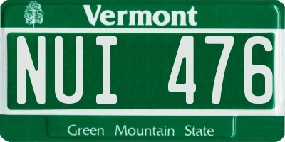 VT license plate NUI476