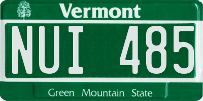 VT license plate NUI485