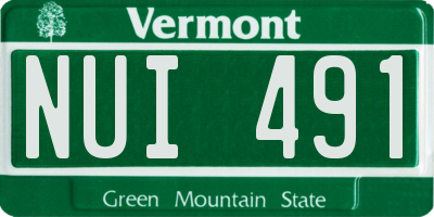 VT license plate NUI491