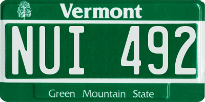 VT license plate NUI492