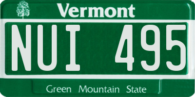 VT license plate NUI495