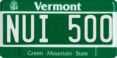 VT license plate NUI500