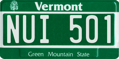 VT license plate NUI501