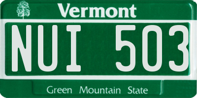 VT license plate NUI503